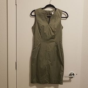 H&M olive green sheath dress